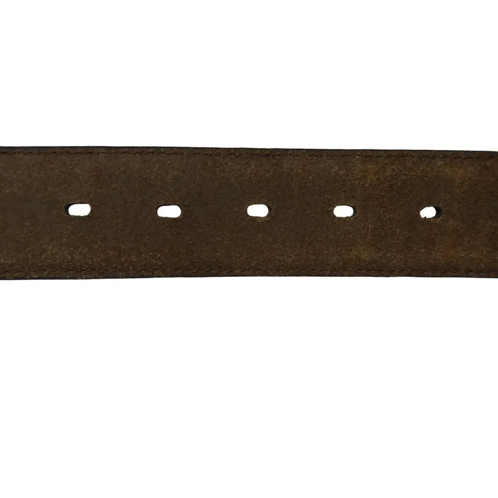 Nocona Brown Croco Print Leather Belt Cross Crystal Buckle Womens Large